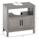 kleankin Pedestal Sink Storage Cabinet, Bathroom Under Sink Cabinet with 2 Doors and Open Shelf, Bathroom Vanity, Gray - Supfirm