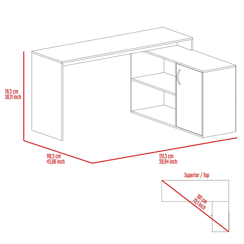 L-Shaped Desk Desti, Office, Light Oak - Supfirm