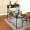 L-Shaped Desk with Hutch Reversible Corner Computer Desk with Storage Shelves, Industrial 54.3" L Shaped Desk Large Gaming Desk Saves Space for Home Office, Black - Supfirm