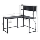 L-Shaped Desk with Hutch Reversible Corner Computer Desk with Storage Shelves, Industrial 54.3" L Shaped Desk Large Gaming Desk Saves Space for Home Office, Black - Supfirm