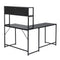 L-Shaped Desk with Hutch Reversible Corner Computer Desk with Storage Shelves, Industrial 54.3" L Shaped Desk Large Gaming Desk Saves Space for Home Office, Black - Supfirm