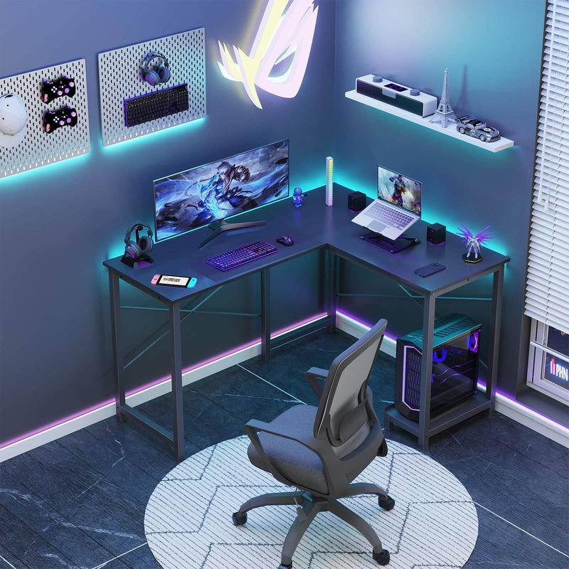 L Shaped Gaming Desk,Black - Supfirm