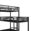 L-shaped Metal Triple Twin Size Bunk Bed, Black(OLD SKU:SM000605AAB) - Supfirm