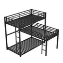 L-shaped Metal Triple Twin Size Bunk Bed, Black(OLD SKU:SM000605AAB) - Supfirm