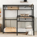 L-shaped Metal Triple Twin Size Bunk Bed, Black(OLD SKU:SM000605AAB) - Supfirm