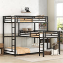 L-shaped Metal Triple Twin Size Bunk Bed, Black(OLD SKU:SM000605AAB) - Supfirm