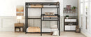 L-shaped Metal Triple Twin Size Bunk Bed, Black(OLD SKU:SM000605AAB) - Supfirm