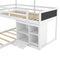 L-shaped Wood Triple Twin Size Bunk Bed with Storage Cabinet and Blackboard, Ladder, White - Supfirm