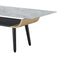 Landon Coffee Table with Glass Gray Marble Texture Top and Bent Wood Design - Supfirm