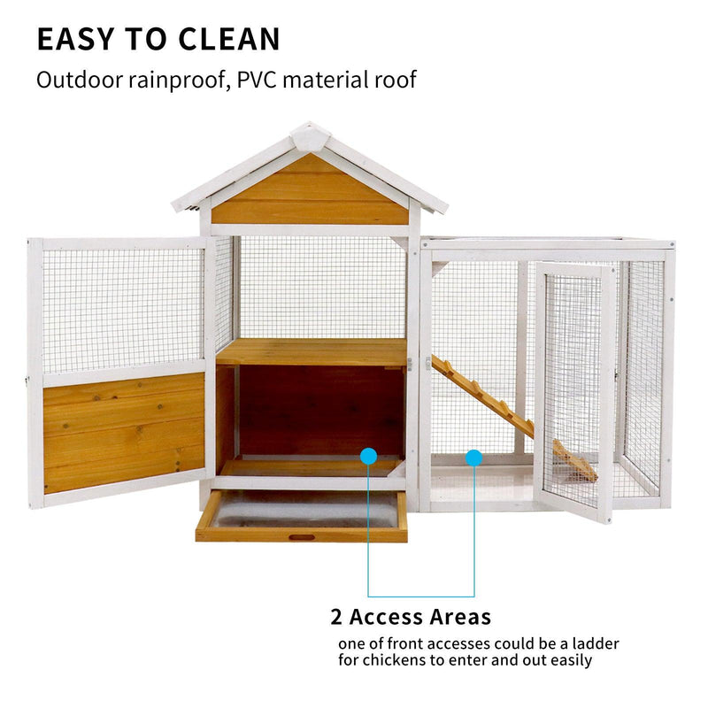 Large outdoor chicken coop Wooden chicken coop, duck coop with nest box, bird cage, rabbit cage - waterproof PVC board ( yellow brown gradient 80 ") - Supfirm