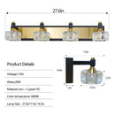 LED 4-Light Modern Crystal Bathroom Vanity Light Over Mirror Bath Wall Lighting Fixtures - Supfirm