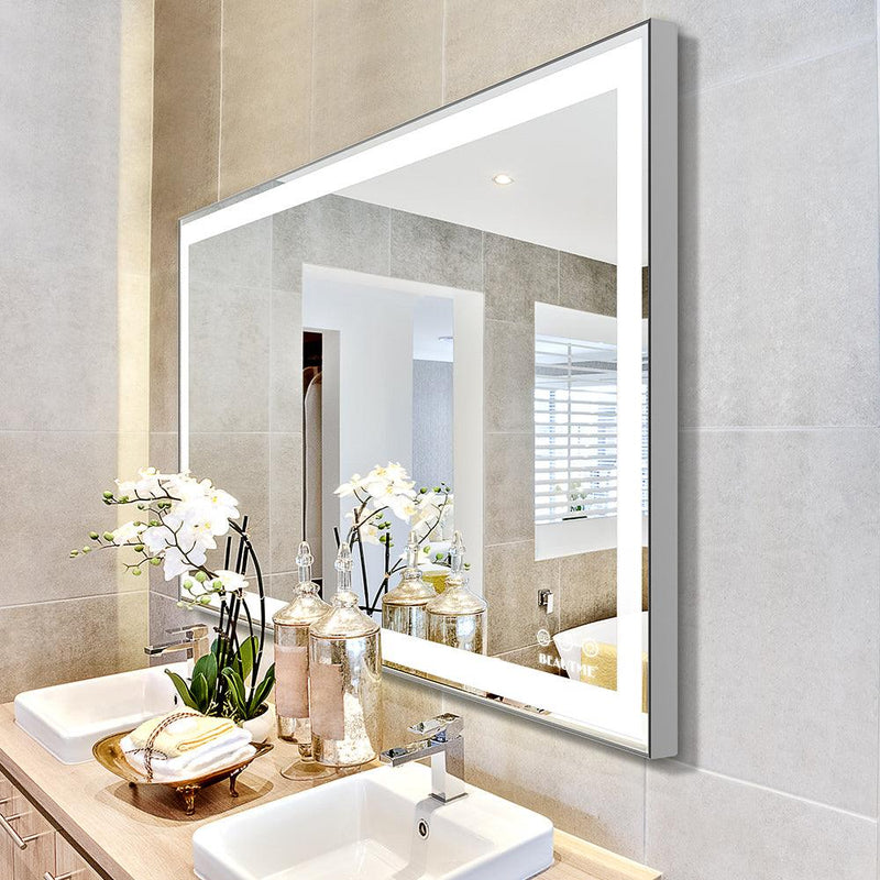 Supfirm LED Bathroom Vanity Mirror Wall Mounted Adjustable White/Warm/Natural Lights Anti-Fog Touch Switch with Memory Modern Smart Large Bathroom Mirrors - Supfirm