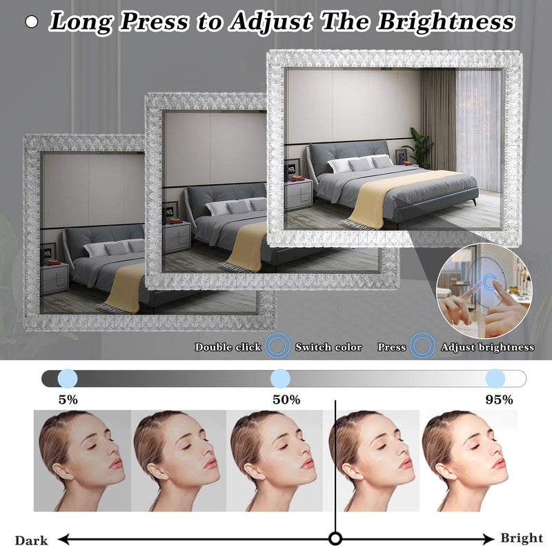 LED Crystal Mirror Light With Dimmable Lights - Supfirm