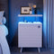 LED Nightstand LED Bedside Table End Tables Living Room with 4 Acrylic Columns, Bedside Table with Drawers for Bedroom White - Supfirm