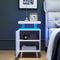 LED Nightstand LED Bedside Table End Tables Living Room with 4 Acrylic Columns, Bedside Table with Drawers for Bedroom White - Supfirm