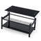 Lift and Lift Coffee Table with Hidden Dividers and Storage Shelves, Lift and Lift Tempered Glass Top Dining Table for Living Room Reception Room, Black - Supfirm