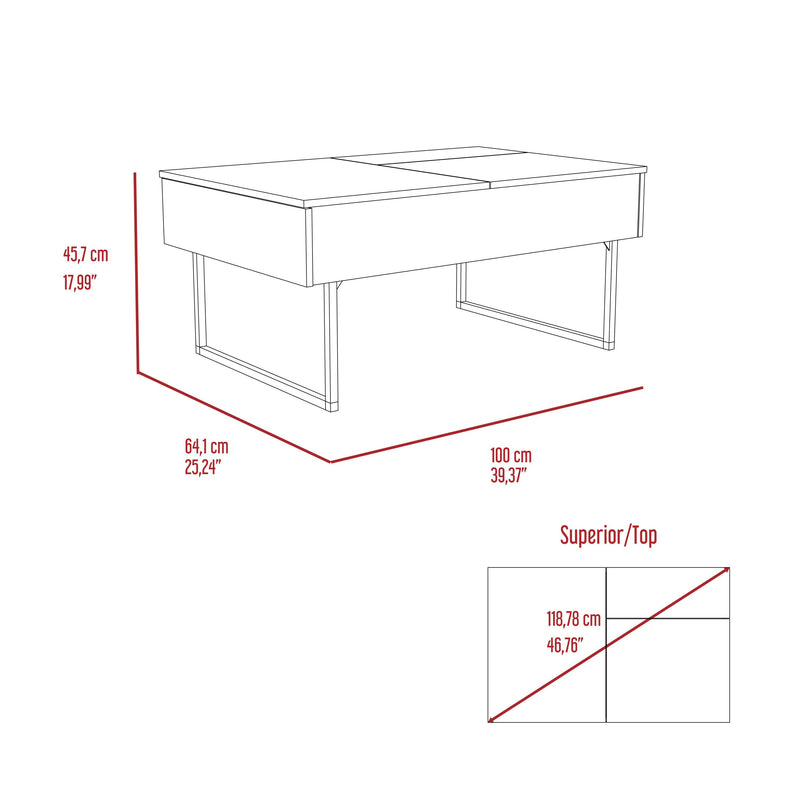 Lift Top Coffee Table 2 Dazza, One Drawer, Carbon Espresso / Onyx Finish - Supfirm