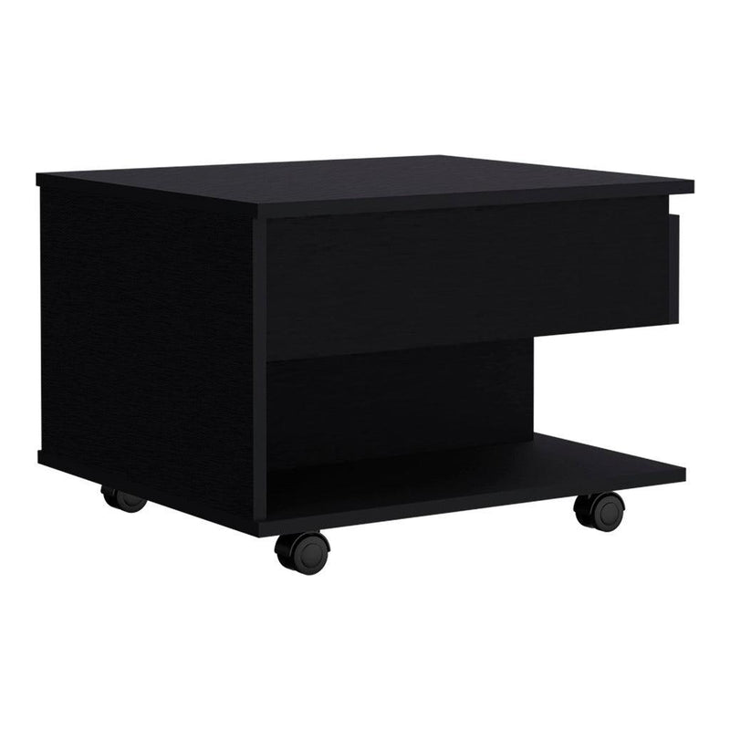 Lift Top Coffee Table Mercuri, Casters, Black Wengue Finish - Supfirm