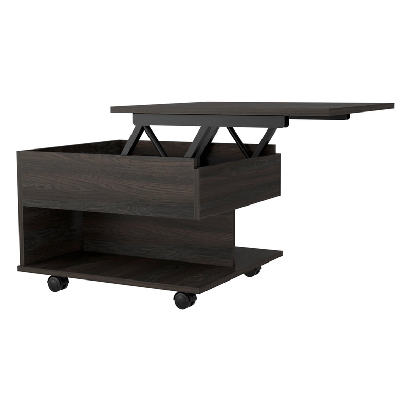 Lift Top Coffee Table Mercuri, Casters, Carbon Espresso Finish - Supfirm