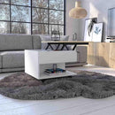 Lift Top Coffee Table Mercuri, Casters, White / Light Oak Finish - Supfirm