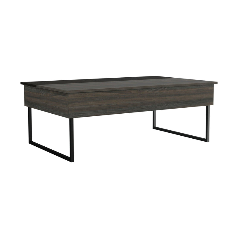 Lift Top Coffee Table Wuzz, Two Legs, Two Shelves, Carbon Espresso / Black Wengue Finish - Supfirm