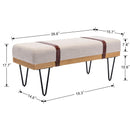 Linen Fabric soft cushion Upholstered solid wood frame Rectangle bed bench with powder coating metal legs ,Entryway footstool - Supfirm