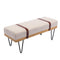 Linen Fabric soft cushion Upholstered solid wood frame Rectangle bed bench with powder coating metal legs ,Entryway footstool - Supfirm