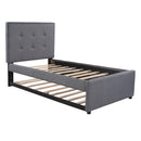 Linen Upholstered Platform Bed With Headboard and Trundle, Twin(Old SKU: SM000504AAE) - Supfirm