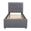 Linen Upholstered Platform Bed With Headboard and Trundle, Twin(Old SKU: SM000504AAE) - Supfirm