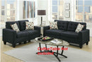 Living Room Furniture 2pc Sofa Set Black Polyfiber Tufted Sofa Loveseat w Pillows Cushion Couch Solid pine - Supfirm