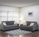 Living Room Furniture 2pc Sofa Set Blue Grey Polyfiber Tufted Sofa Loveseat w Pillows Cushion Couch Solid pine - Supfirm