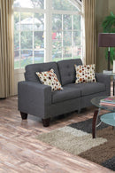 Living Room Furniture 2pc Sofa Set Blue Grey Polyfiber Tufted Sofa Loveseat w Pillows Cushion Couch Solid pine - Supfirm