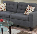 Living Room Furniture 2pc Sofa Set Blue Grey Polyfiber Tufted Sofa Loveseat w Pillows Cushion Couch Solid pine - Supfirm