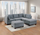 Living Room Furniture Corner Wedge Grey Linen Like Fabric 1pc Cushion Wedge Sofa Wooden Legs - Supfirm