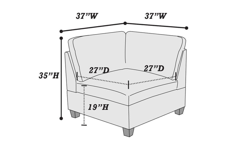 Living Room Furniture Gray Chenille Modular Sectional 7pc Set Modular Sofa Set Couch 3x Corner Wedge 3x Armless Chairs and 1x Ottoman Plywood - Supfirm