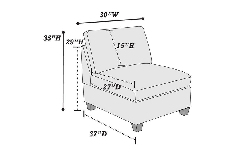 Living Room Furniture Gray Chenille Modular Sectional 7pc Set Modular Sofa Set Couch 3x Corner Wedge 3x Armless Chairs and 1x Ottoman Plywood - Supfirm