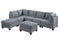 Living Room Furniture Tufted Corner Wedge Grey Linen Like Fabric 1pc Cushion Nail heads Wedge Sofa Wooden Legs - Supfirm