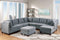 Living Room Furniture Tufted Corner Wedge Grey Linen Like Fabric 1pc Cushion Nail heads Wedge Sofa Wooden Legs - Supfirm