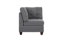 Living Room Furniture Tufted Corner Wedge Grey Linen Like Fabric 1pc Cushion Nail heads Wedge Sofa Wooden Legs - Supfirm