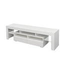 Living Room Furniture TV Stand Cabinet with 2 Drawers & 2 open shelves,20-color RGB LED lights with remote,White - Supfirm