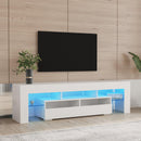 Living Room Furniture TV Stand Cabinet with 2 Drawers & 2 open shelves,20-color RGB LED lights with remote,White - Supfirm