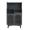 Living Room Grey color wine cabinet with removable rack and wine glass rack, one cabinet with Cubbies glass doors - Supfirm