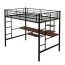 Loft Bed with Desk and Shelf , Space Saving Design,Full,Black(OLD SKU:MF199506AAB) - Supfirm