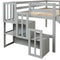 Loft Bed with Staircase, Storage, Slide, Twin size, Full-length Safety Guardrails, No Box Spring Needed, Grey (Old Sku:W504S00005) - Supfirm