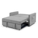 Loveseats Sofa Bed with Pull-out Bed, Adjsutable Back and Two Arm Pocket,Grey - Supfirm