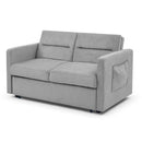 Loveseats Sofa Bed with Pull-out Bed, Adjsutable Back and Two Arm Pocket,Grey - Supfirm