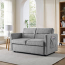 Loveseats Sofa Bed with Pull-out Bed, Adjsutable Back and Two Arm Pocket,Grey - Supfirm