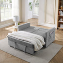 Loveseats Sofa Bed with Pull-out Bed, Adjsutable Back and Two Arm Pocket,Grey - Supfirm