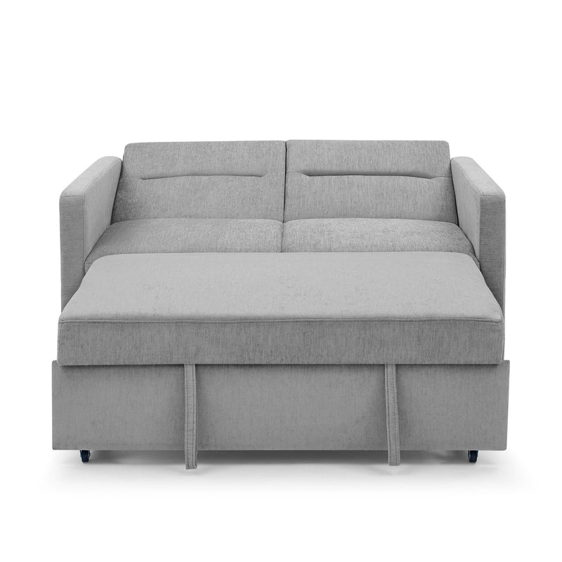 Loveseats Sofa Bed with Pull-out Bed, Adjsutable Back and Two Arm Pocket,Grey - Supfirm