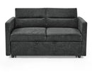 Loveseats Sofa Bed with Pull-out Bed,Adjsutable Back and Two Arm Pocket,Black (54.5"x33"x31.5") - Supfirm